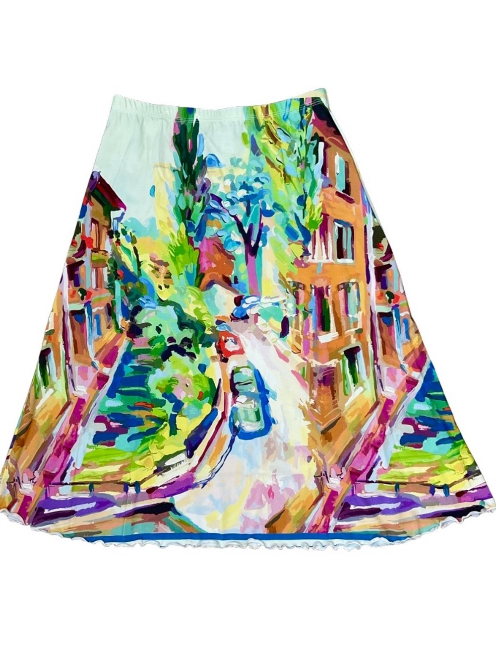 Haystacks Lettuce Hem Art Inspired Skirt Size L Boho Slow Fashion